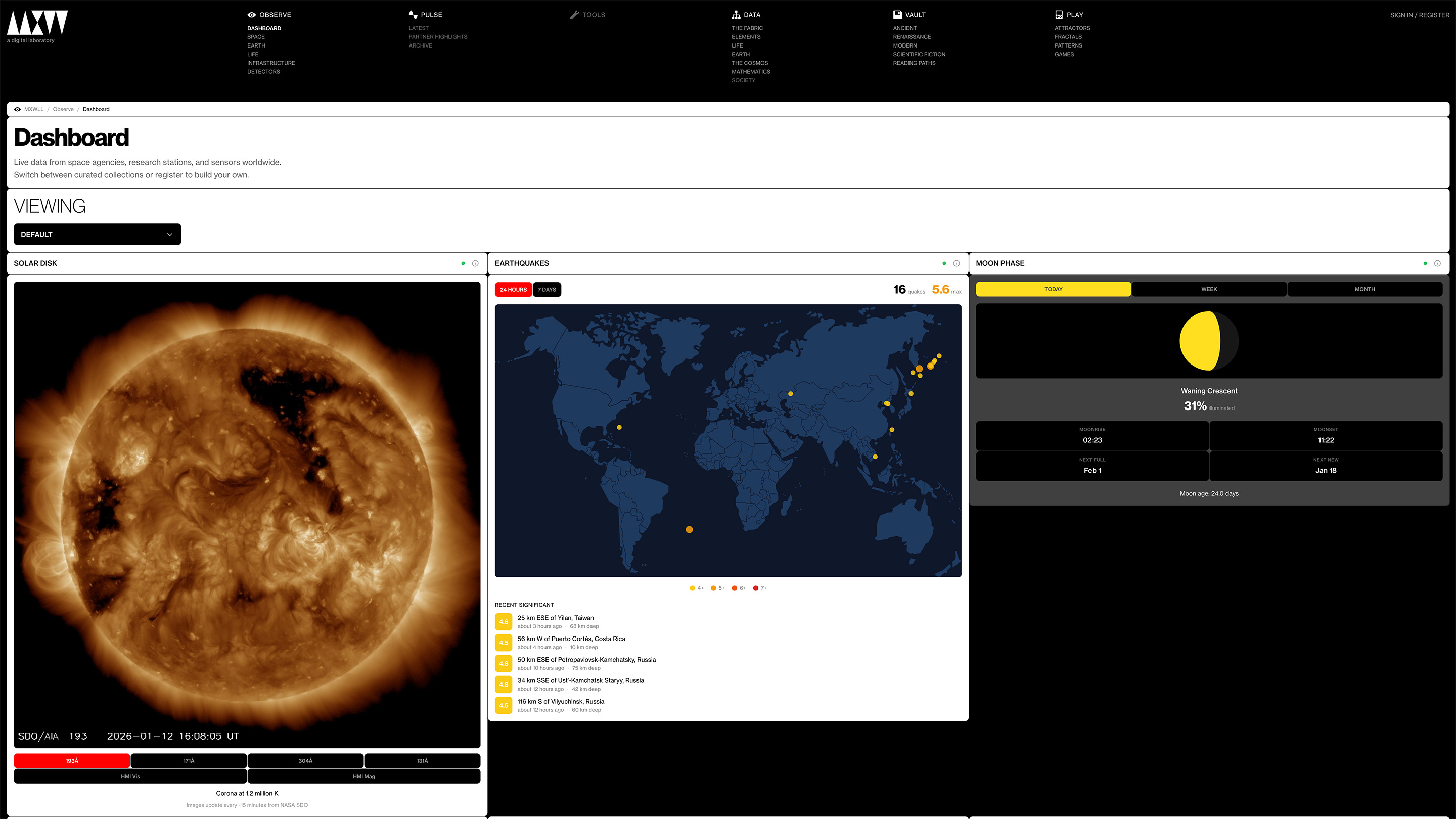 Mxwll Dashboard - central hub for scientific modules
